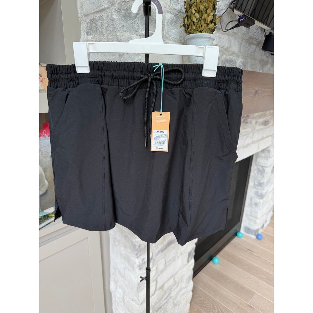 Kona Sol Women's Black Drawstring Waist Swim Skirt Size XL - Picture 2 of 7